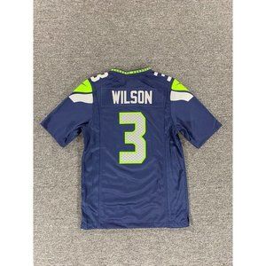 Nike Seattle Seahawks Jersey Mens Small Blue Russel Wilson Elite Football Shirt